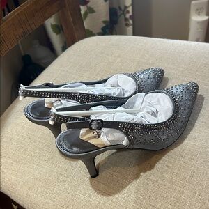 Elegant Pewter Slingback Heels